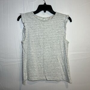 Ann Taylor LOFT Womens Shirt Top Petite XSmall Gray Sleeveless Stretch Casual XS